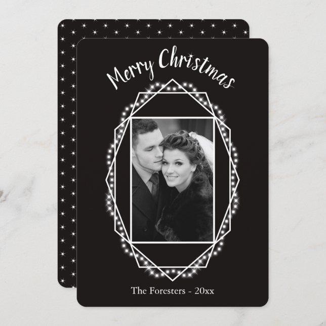 Cartão de Natal Geométrico Holiday Sparkle (Frente/Verso)