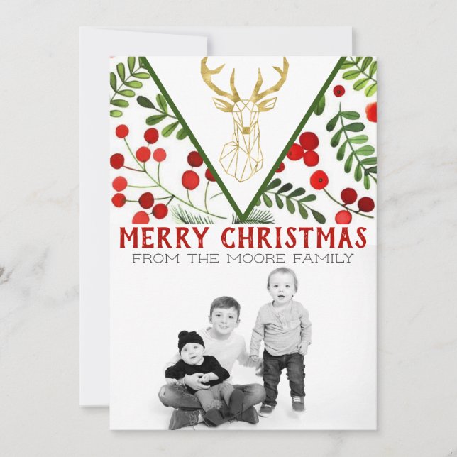 Cartão de Natal Geométrico para Reindeer (Frente)