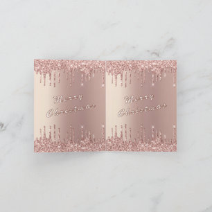 Cartão de Natal Glitter Dourado rosa