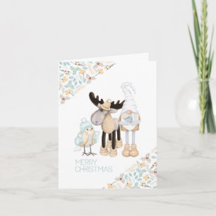 Cartão de Natal Gnome e Reindeer Encantamento