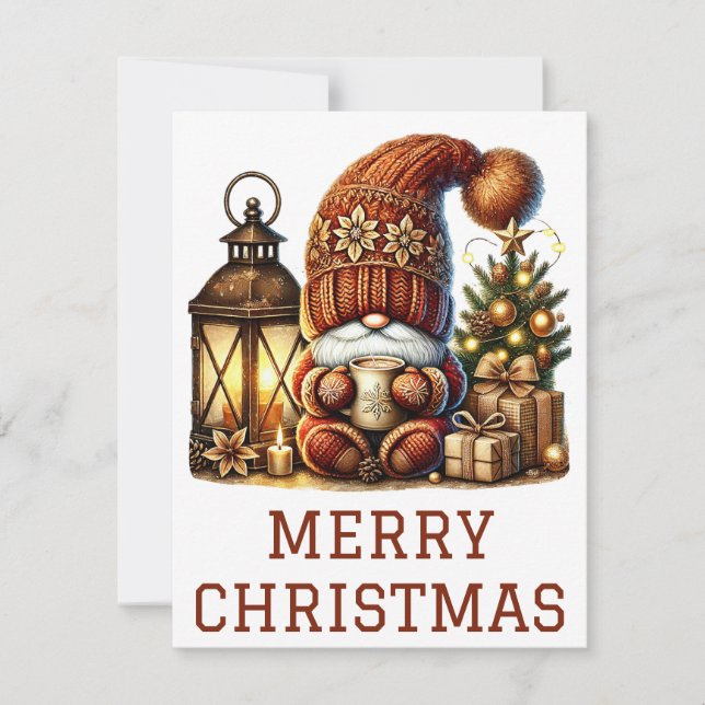 Cartão de Natal Gnomo (Frente)