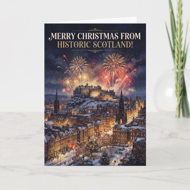 Cartão de Natal Histórico da Escócia Feliz (Frente)