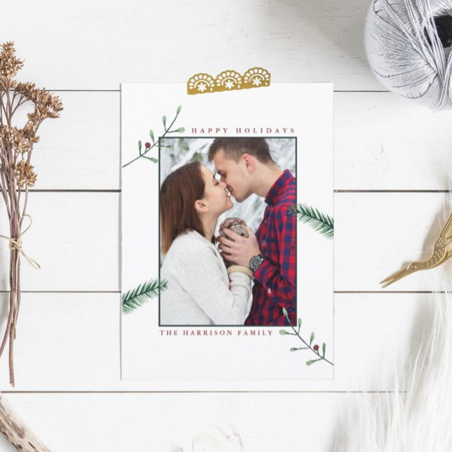 Cartão de Natal Holly Branches (Criador carregado)