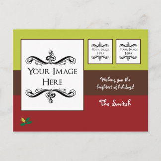 Cartão de Natal Holly com Sua Foto