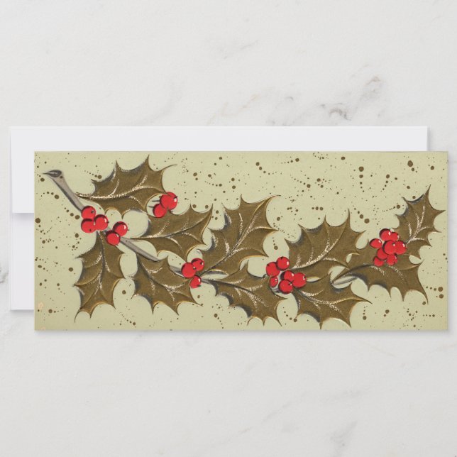 Cartão de Natal Holly de 1950 (Frente)