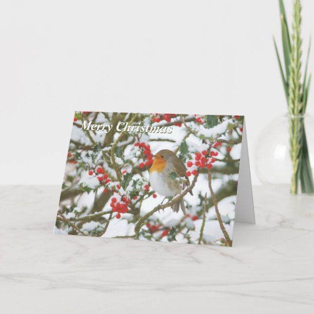 Cartão de Natal Holly & Robin (Frente)