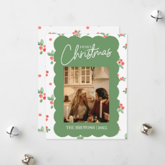 Cartão de Natal Holly Scallop