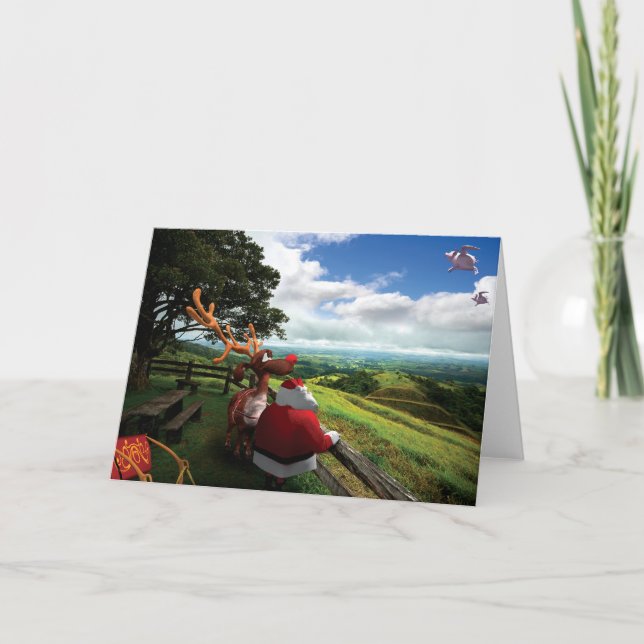 Cartão de Natal Humoroso de Peregrinação de Papais (Frente)