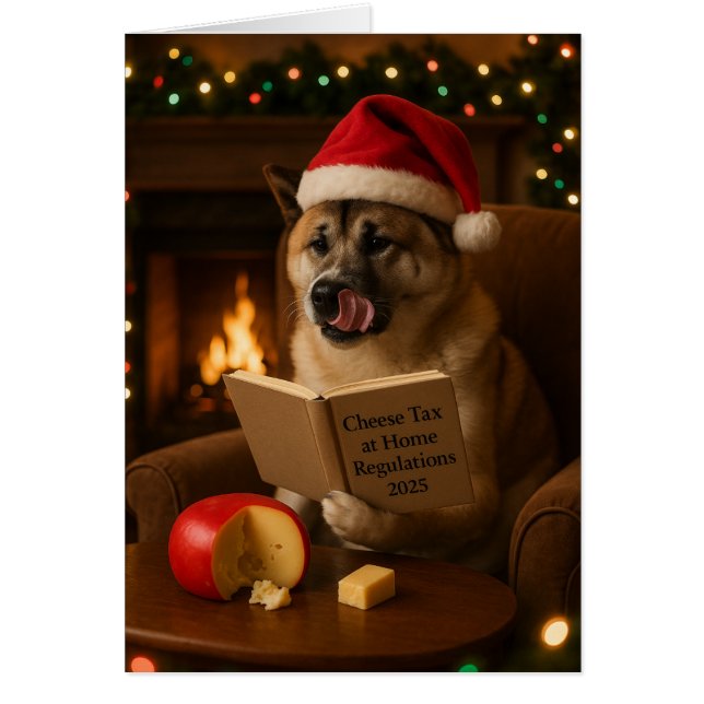 Cartão de Natal 'Imposto sobre Queijo' de Akita (Frente)