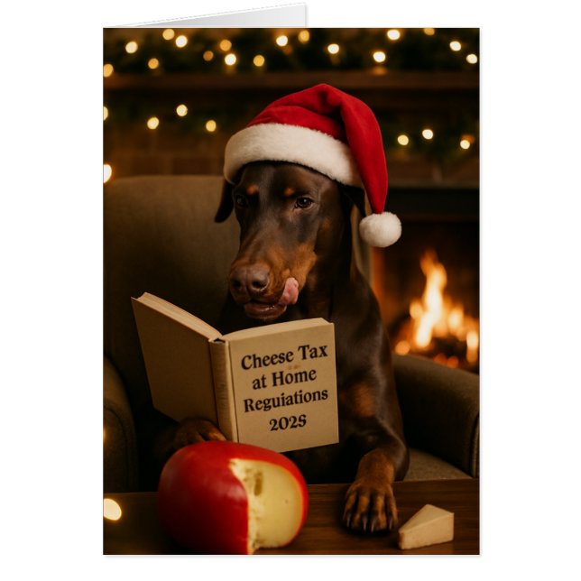 cartão de Natal 'Imposto sobre Queijo' do Doberman (Frente)