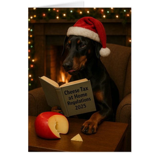 cartão de Natal 'Imposto sobre Queijo' Doberman (Frente)