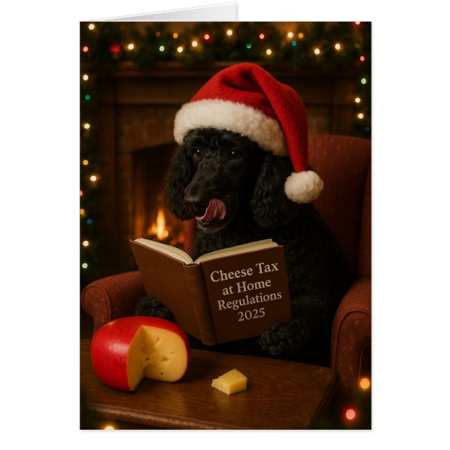 Cartão de Natal 'Imposto sobre Queijo' Poodle (Frente)