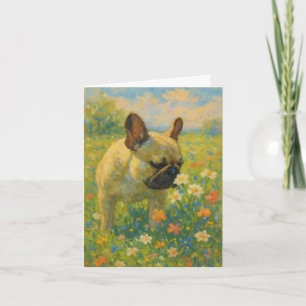 Cartão de Natal Impressionista de Bulldog Francês