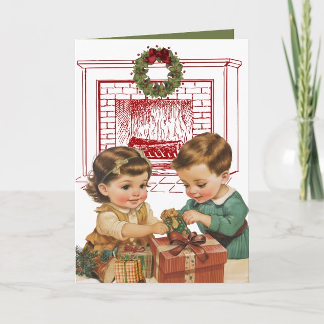 Cartão de Natal Infantil Antigo (Frente)