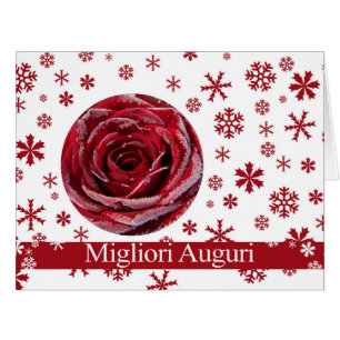 Cartão de Natal italiano rosa de inverno
