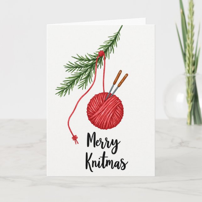 Cartão de Natal Knitmas de Tricô (Frente)