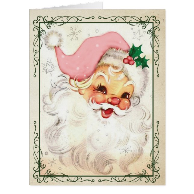 Cartão de Natal Kringle cor-de-rosa jumbo (Frente)