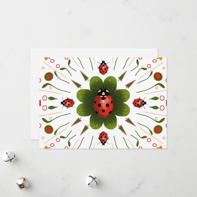 Cartão de Natal Ladybug (Frente/Verso In Situ)
