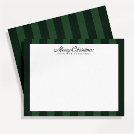 Cartão de Natal Listrado Verde Escuro Elegante