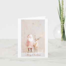Cartão de Natal mágico do Papai Noel e renas