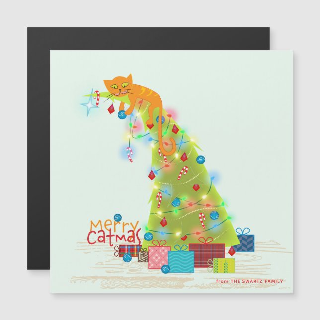 Cartão de Natal Magnético da Árvore Catma (Frente/Verso)