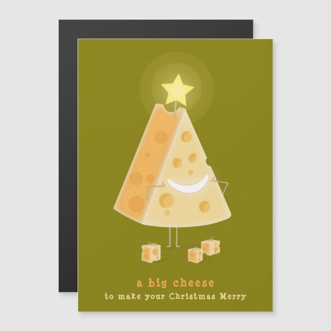 Cartão de Natal Magnético Grande Queijo (Frente/Verso)