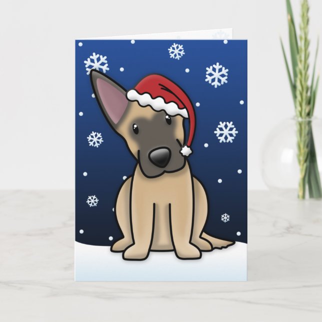 Cartão de Natal Malinois belga Kawaii (Frente)