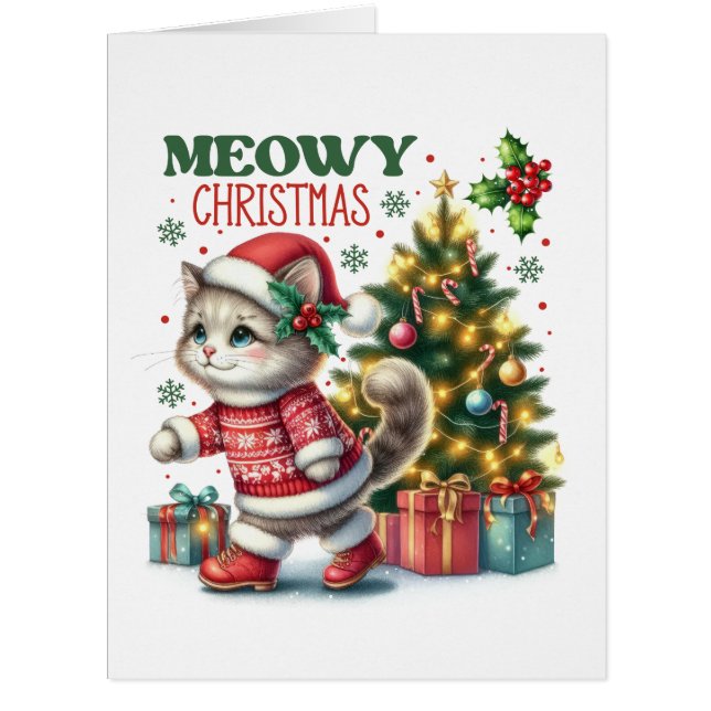 Cartão de Natal Meowy (Frente)