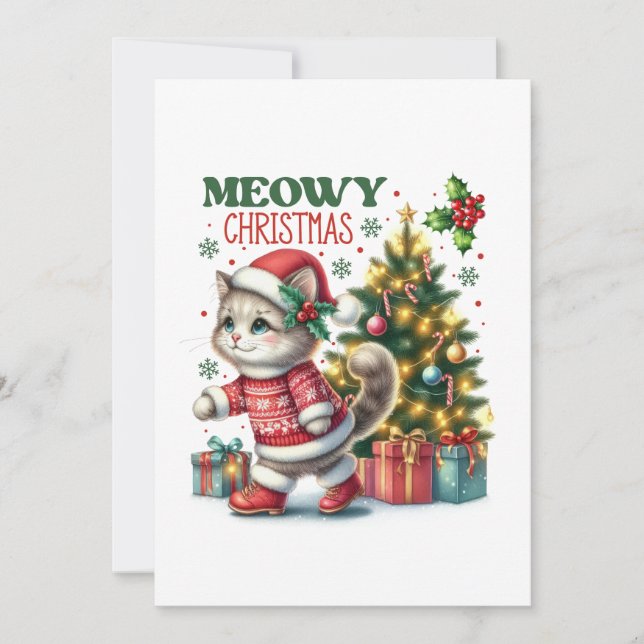 Cartão de Natal Meowy (Frente)