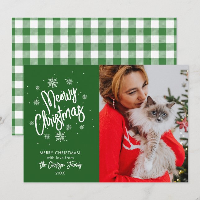 Cartão de Natal Meowy com Floco de Neve Fofo para  (Frente/Verso)