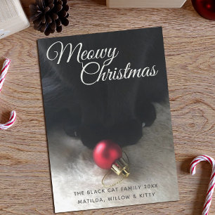 Cartão de Natal Meowy Gato Preto