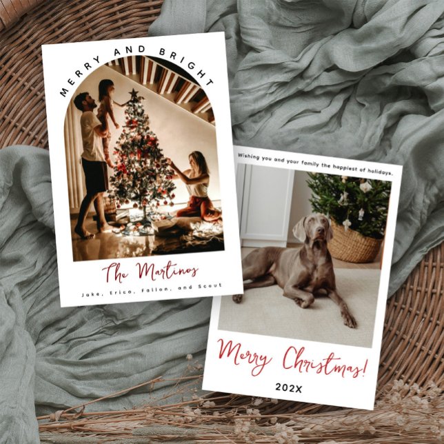 Cartão de Natal Merry and Bright com Foto (Criador carregado)