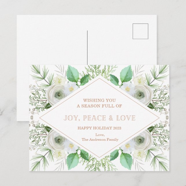 Cartão de Natal Merry - Cartão de Natal Personaliz (Frente/Verso)