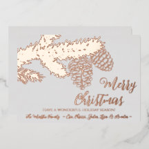 Cartão de Natal Merry FOIL Personalizado com Pinec