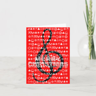 Cartão de Natal Merry G Clef Music Note Red