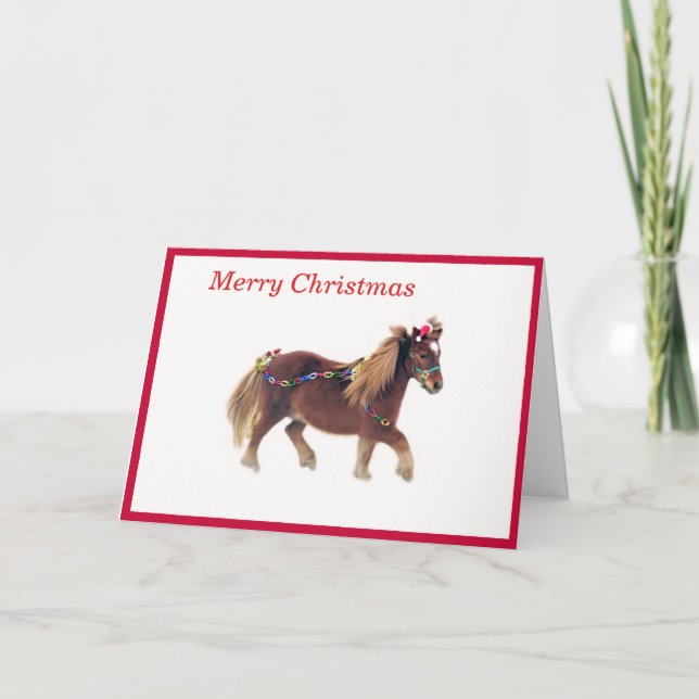 Cartão de Natal Merry Horse Miniature (Frente)