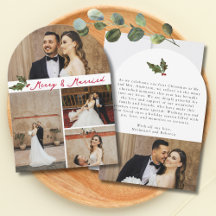 Cartão de Natal Merry & Married Manuscrito com 5 F