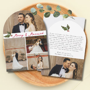 Cartão de Natal Merry & Married Manuscrito com 5 F