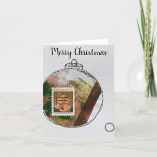 Cartão de Natal Merry - ornamento desenhado à mão