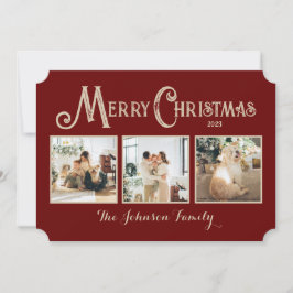 Cartão de Natal Merry Personalizado com Fotos