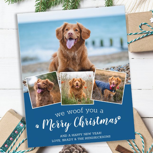 Cartão de Natal Merry Pet Photo Dog Personalizado (Criador carregado)