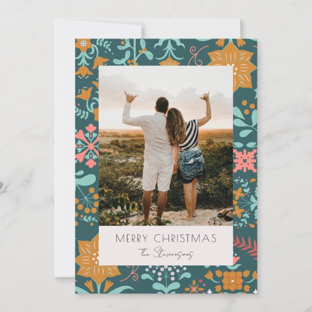 Cartão de Natal Merry Verde Moderno (Frente)