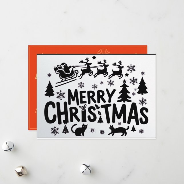 Cartão de Natal Merry Vintage (Frente/Verso In Situ)