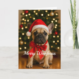 Cartão de Natal Merry Woofmas do Bulldog Francês