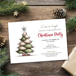 Cartão de Natal minimalista com árvore verde verme