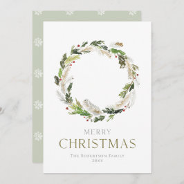 Cartão de Natal minimalista com Greenery Wreath