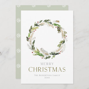Cartão de Natal minimalista com Greenery Wreath