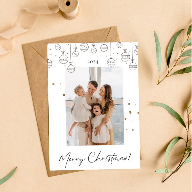 Cartão de Natal Mínimo Branco e Dourado (Criador carregado)