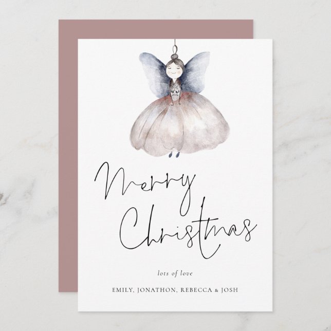 Cartão de Natal Mínimo para Fada de Água (Frente/Verso)