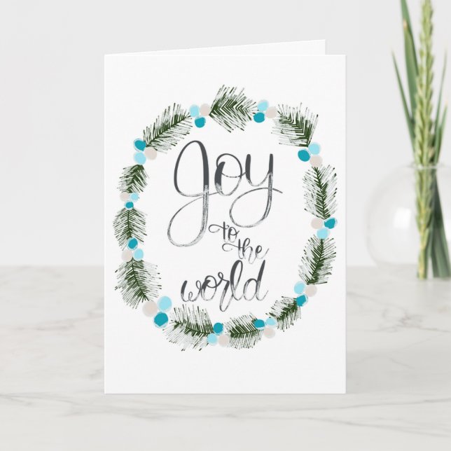 Cartão de Natal Mirtilos Alegria ao Mundo (Frente)